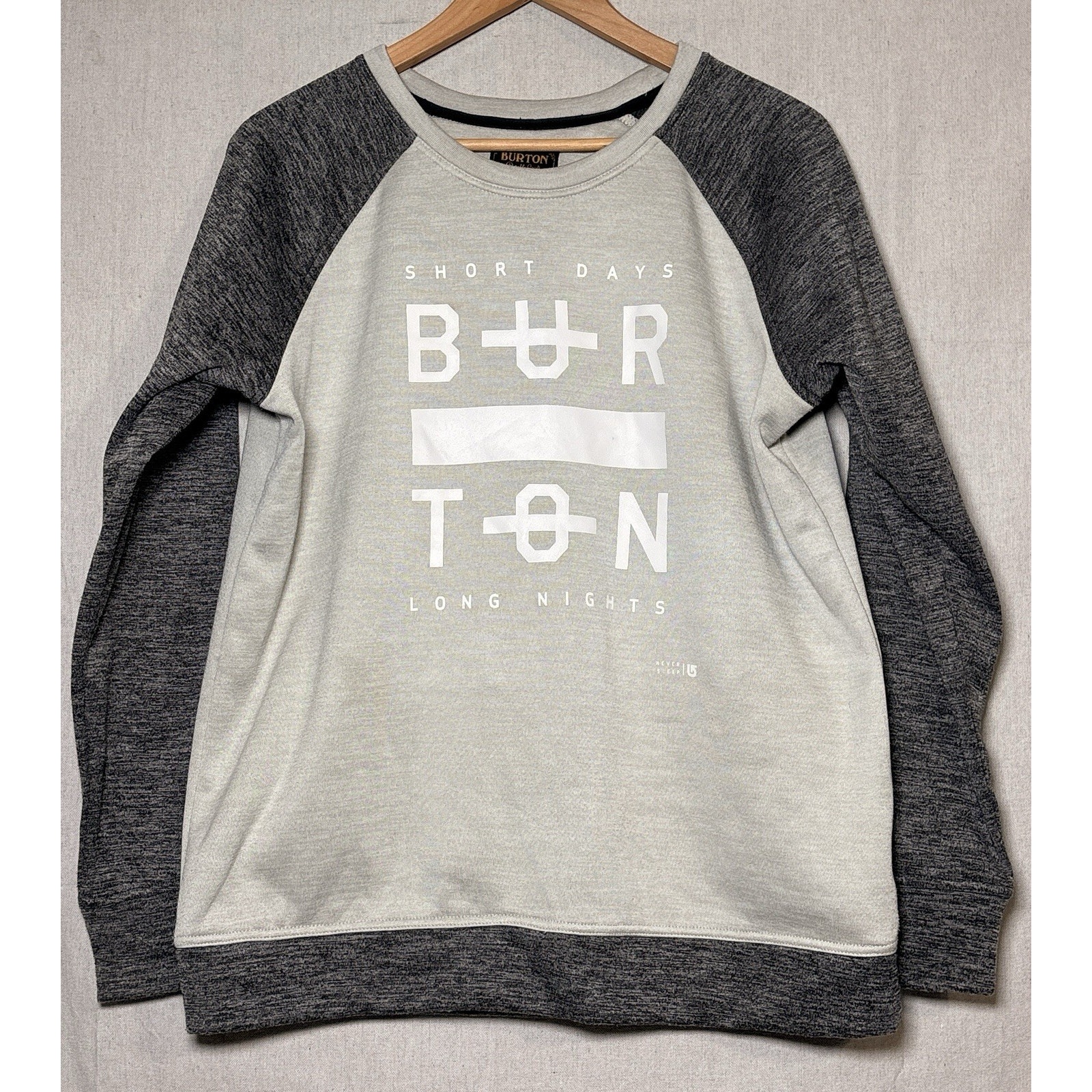 Burton Sweatshirt Mens Large Gray Fleece Warm Dryride Pullover Snowboarding